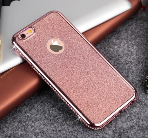 Луксозен силиконов калъф / гръб / TPU Royal Crystals с камъни от Apple iPhone 6 / iPhone 6S - Rose Gold / брокат / 2в1