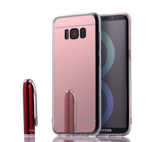 Луксозен силиконов калъф / гръб / TPU за Samsung S8 Plus G955 - Rose Gold / огледален