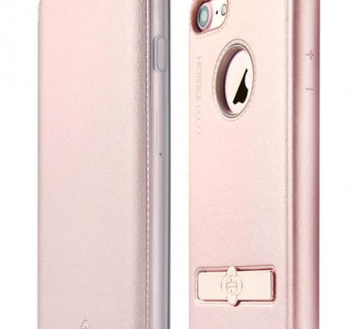 Луксозен кожен калъф Flip тефтер TOTU Design Acme Series със стойка за Apple iPhone 7 - Rose Gold
