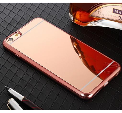 Луксозен силиконов калъф / гръб / TPU за Apple iPhone 6 - Rose Gold / огледален