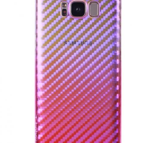 Луксозен силиконов калъф / гръб / TPU за Samsung S8 Plus G955 - преливащ / златисто с розово / carbon