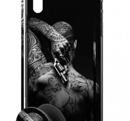 Луксозен твърд гръб 3in1 със стъклен протектор и Popsocket за Huawei Honor 8X - Tattoo Man