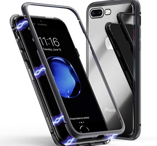 Магнитен калъф Bumper Case 360° FULL за Apple iPhone 6 / iPhone 6S - прозрачен / черна рамка