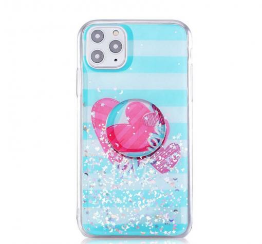 Луксозен силиконов калъф / гръб / RUBY TPU с Popsocket за Apple iPhone 11 6.1" - тюркоаз / love