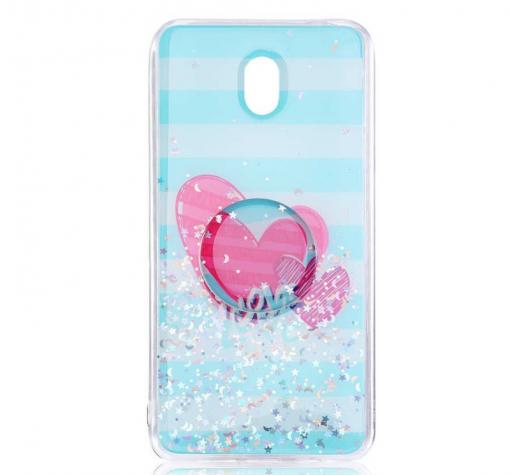 Луксозен силиконов калъф / гръб / RUBY TPU с Popsocket за Xiaomi Redmi 8A - тюркоаз / love
