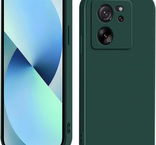 Силиконов калъф / гръб / кейс TPU Silicone Soft Cover case за Xiaomi 13T / 13T Pro - тъмнозелен със защита за камерата