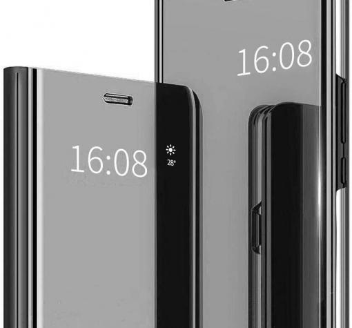 Луксозен калъф Clear View Cover с твърд гръб за Samsung S22 - черен