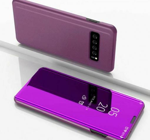 Луксозен калъф Clear View Cover с твърд гръб за Samsung S10e - лилав