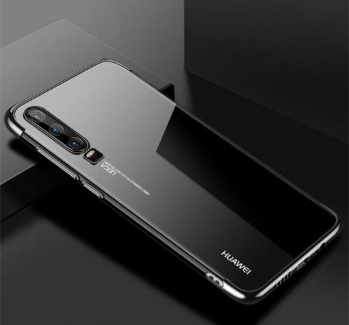 Луксозен силиконов калъф / гръб / TPU за Huawei P Smart Pro 2019 - прозрачен / черен кант