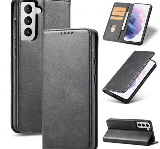 Луксозен кожен калъф Flip тефтер със стойка / Smart magneto book / за Samsung S22 5G - черен