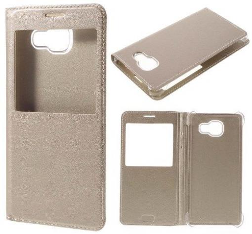 Кожен калъф S-View Flip Cover тефтер за Samsung S7 G930 - златен