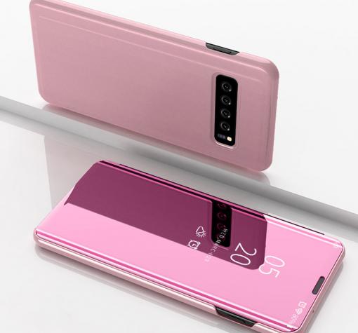 Луксозен калъф Clear View Cover с твърд гръб за Samsung S10e - Rose Gold