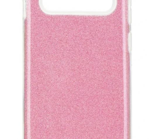 Силиконов калъф / гръб / TPU за Samsung S10 Plus - розов / брокат