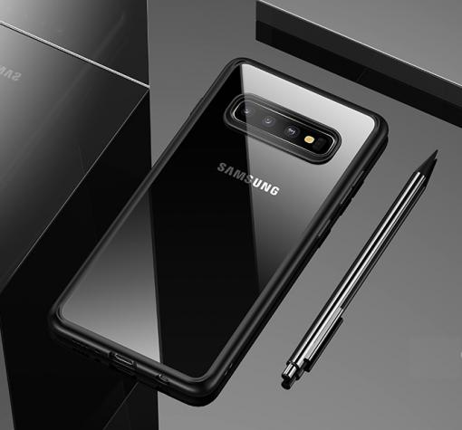 Луксозен силиконов гръб USAMS MANT Series TPU за Samsung S10 Plus - прозрачен / черен кант