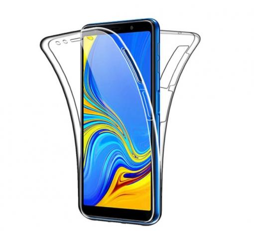 Tвърд гръб 360° със силиконова част за Samsung S21 Ultra - прозрачен
