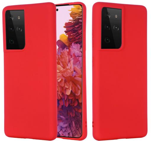 Силиконов калъф / гръб / TPU за Samsung S21 Ultra - червен