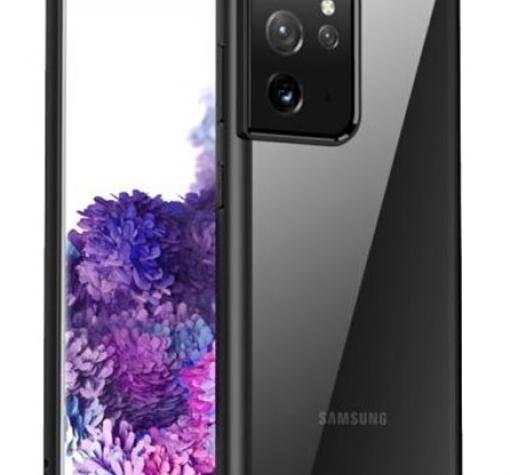Луксозен гръб GKS за Samsung S22 Ultra - прозрачен / черен кант