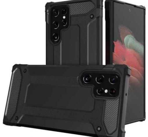Силиконов кейс TPU Spigen Hybrid с твърда част за Samsung S22 Ultra 5G - черен