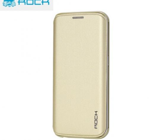Луксозен кожен калъф тефтер ROCK Delight Series за Samsung S6 Edge G925 - златист