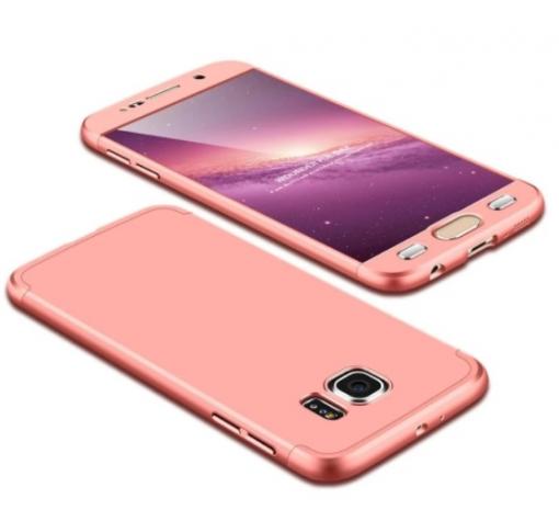 Луксозен твърд гръб GKK 3in1 360° Full Cover за Samsung S7 Edge G935 - Rose Gold / лице и гръб
