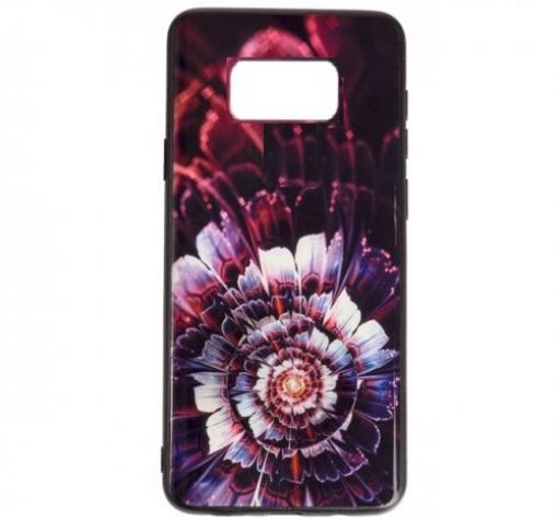Луксозен силиконов калъф / гръб / TPU с Popsocket за Samsung S8 G950 - червен / цвете / абстрактен