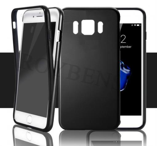 Tвърд гръб 360° със силиконова част за Samsung S8 G950 - прозрачно и черно / черен кант / лице и гръб