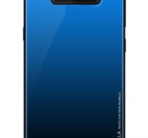 Луксозен стъклен твърд гръб за Samsung S8 G950 - преливащ / синьо и черно