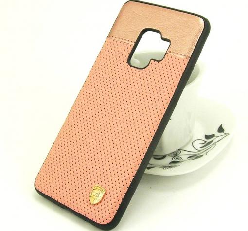 Луксозен кожен твърд гръб AIRBIRD със силиконов кант за Samsung S9 G960 - Rose Gold / Grid