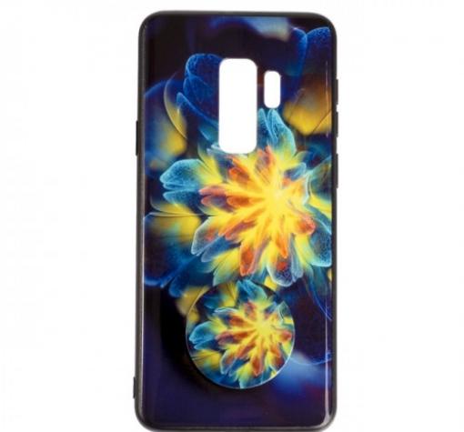 Луксозен силиконов калъф / гръб / TPU с Popsocket за Samsung S9 Plus G965 - жълто цвете / абстрактен