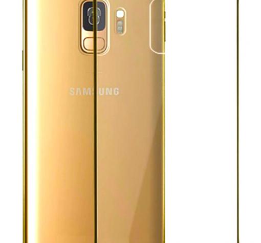 Оригинален твърд гръб Clear Cover EF-QG960 за Samsung S9 G960 - прозрачен със златист кант