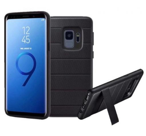 Силиконов гръб TPU Hybrid с твърда част и стойка за Samsung S9 G960 - черен