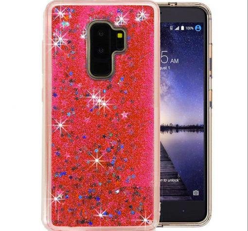 Луксозен твърд гръб 3D за Samsung S9 Plus G965 - прозрачен / звездички / розов брокат