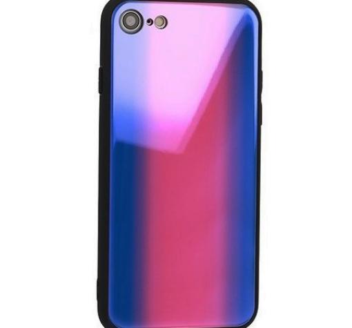 Луксозен стъклен твърд гръб Vennus за Huawei Y6 2018 / Honor 7A - преливащ / синьо и розово