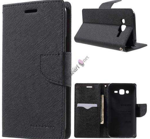 Кожен калъф Flip тефтер Mercury GOOSPERY Fancy Diary със стойка за Samsung J7 2016 J710- черен