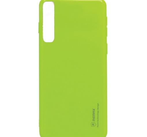 Силиконов калъф / гръб / TPU за Samsung A70 - лайм / брокат