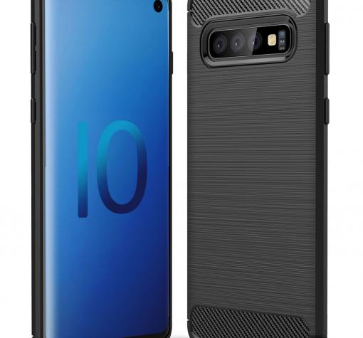 Силиконов калъф / гръб / TPU за Samsung S10 - черен / carbon
