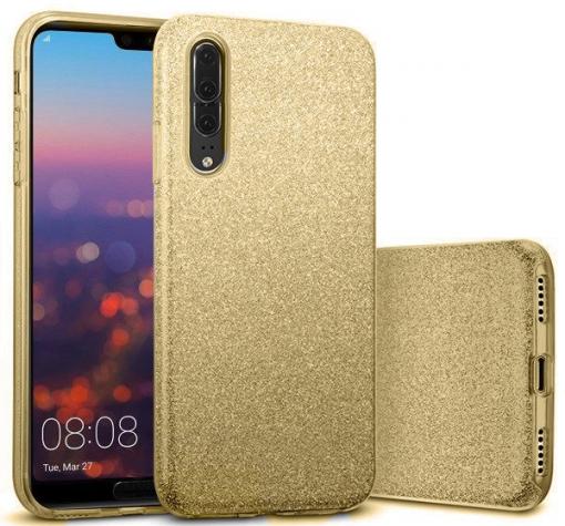 Силиконов калъф / гръб / TPU за Huawei P20 Pro - златист / брокат