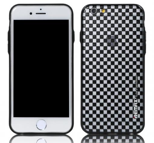 Оригинален гръб REMAX Gentleman Series за Apple iPhone 6 / Apple iPhone 6S - бяло и черно / квадрати