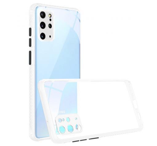Луксозен твърд калъф / кейс Shockproof за Samsung A52 / A52 5G - прозрачен / бял кант