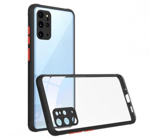 Луксозен твърд калъф / гръб Shockproof за Samsung A72 / A72 5G - прозрачен / черен кант