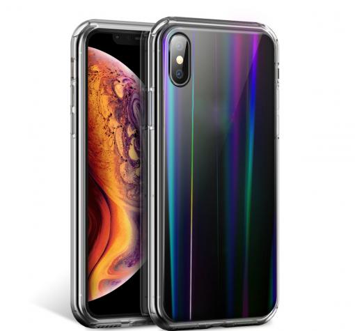 Луксозен твърд гръб Aurora за Samsung A50 - прозрачен / холограма