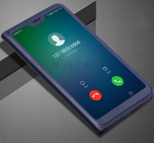 Луксозен кожен калъф Active Flip Cover за Huawei Honor View 20 - тъмно син