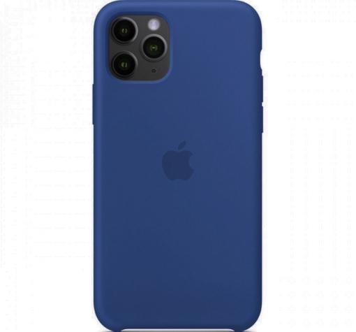 Оригинален гръб Silicone Cover за Apple iPhone 12 Pro Max 6.7" - син / лого