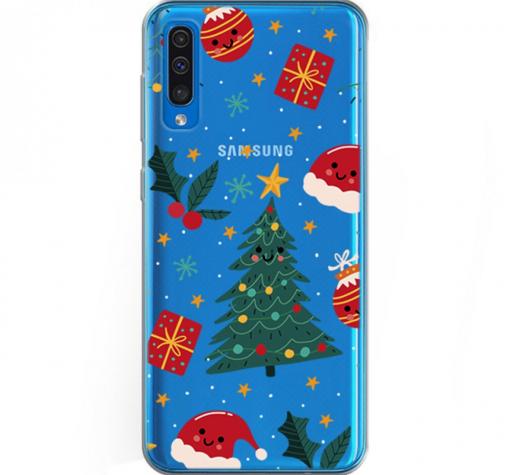 Силиконов калъф / гръб / TPU кейс за Samsung A30s / A50 - прозрачен с коледни подаръци