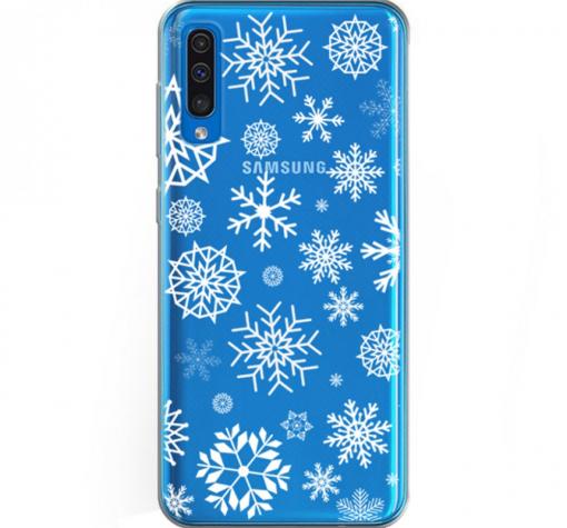 Силиконов калъф / гръб / TPU кейс за Samsung A30s / A50 - прозрачен със снежинки