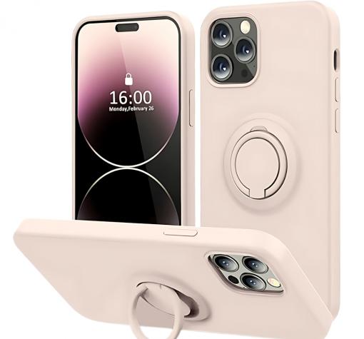 Силиконов твърд гръб TPU кейс / Case Magnetic Finger Ring Car Holder / за iPhone 16 Pro - светло розов