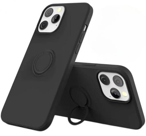Силиконов твърд гръб TPU кейс / Case Magnetic Finger Ring Car Holder / за iPhone 16 Pro - черен