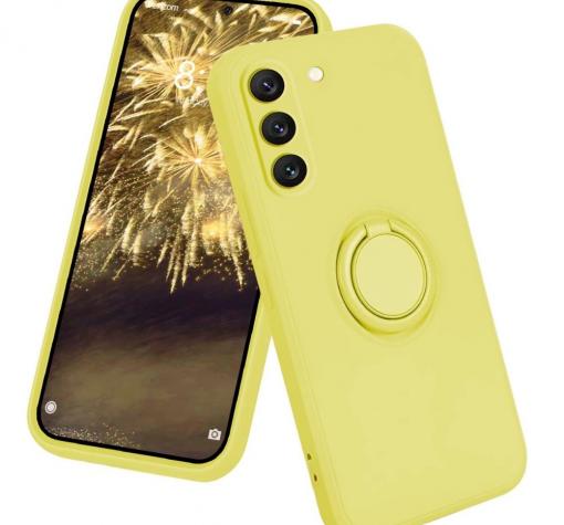 Силиконов твърд гръб TPU кейс / Case Magnetic Finger Ring Car Holder / за Samsung A15 - жълт