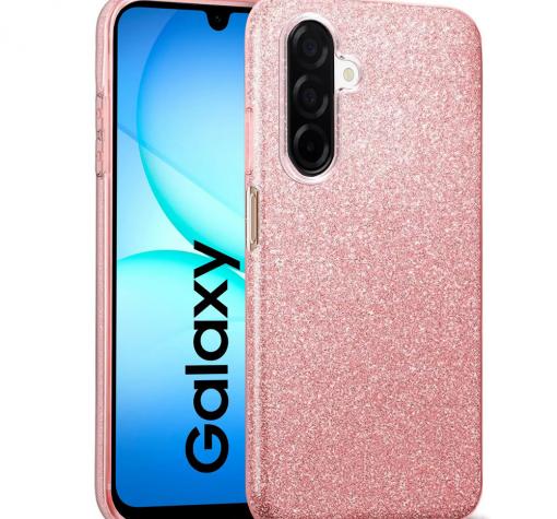Силиконов калъф / гръб / кейс за Samsung A17 - розов / брокат