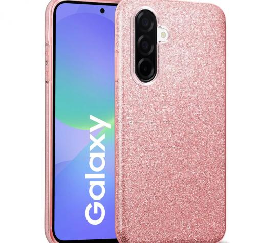 Силиконов калъф / гръб / кейс за Samsung A56 / Sasmsung A36 - розов / брокат